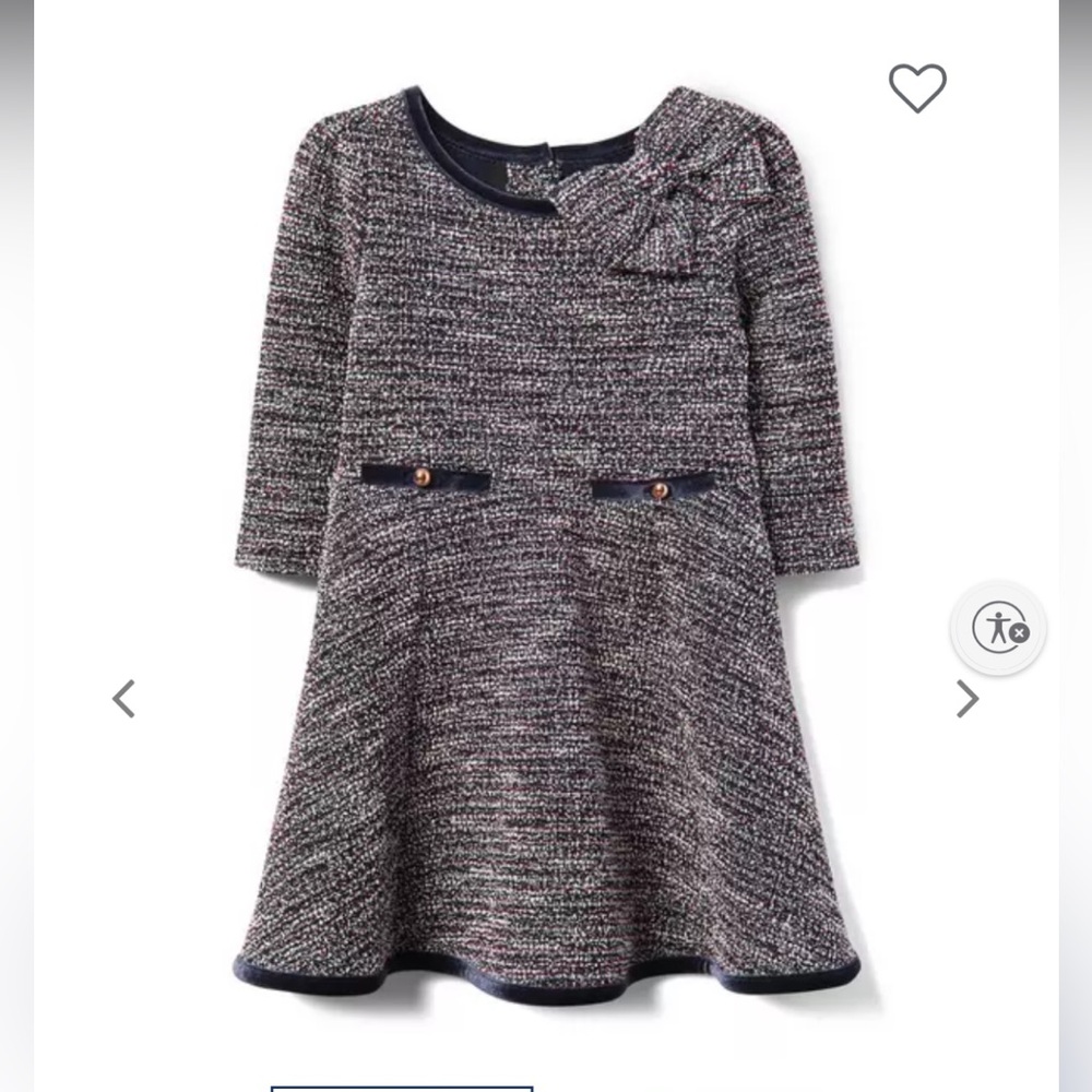 Janie and Jack Bouclé Dress Girls' Textured Knit Bow Dress - Pink/Gray 4T